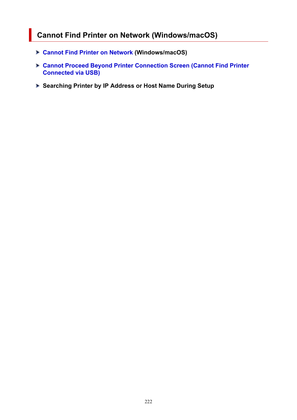 Cannot find printer on network (windows/macos) | Canon MAXIFY GX5020 Wireless MegaTank Inkjet Color Printer User Manual | Page 222 / 325