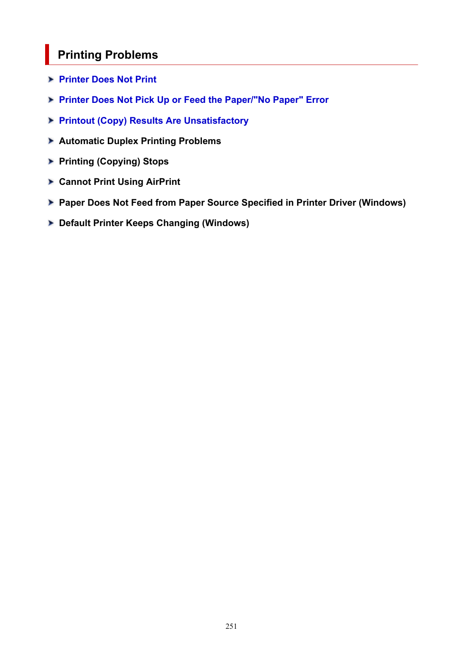 Printing problems | Canon MAXIFY GX5020 Wireless MegaTank Inkjet Color Printer User Manual | Page 251 / 325