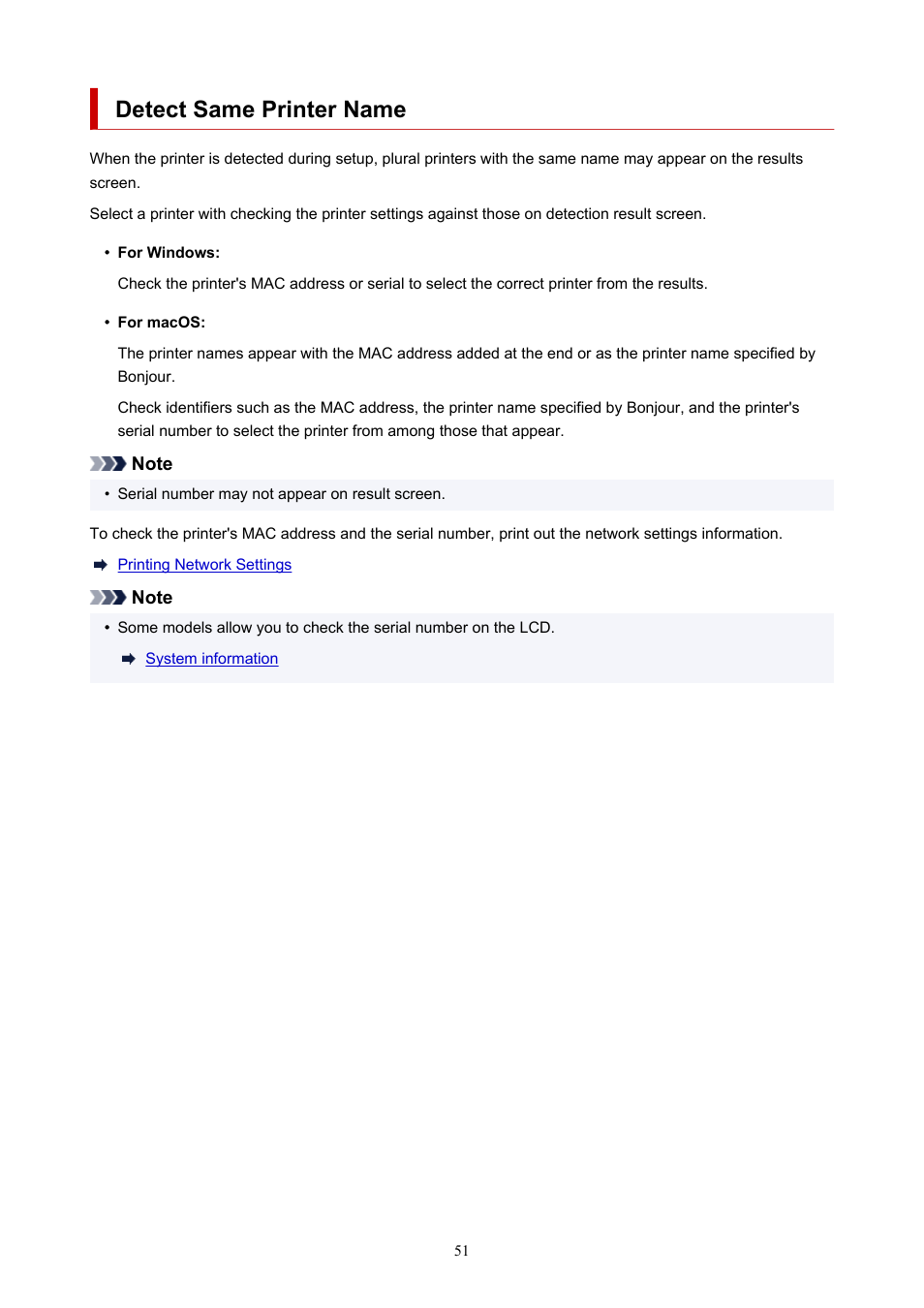 Detect same printer name | Canon MAXIFY GX5020 Wireless MegaTank Inkjet Color Printer User Manual | Page 51 / 325
