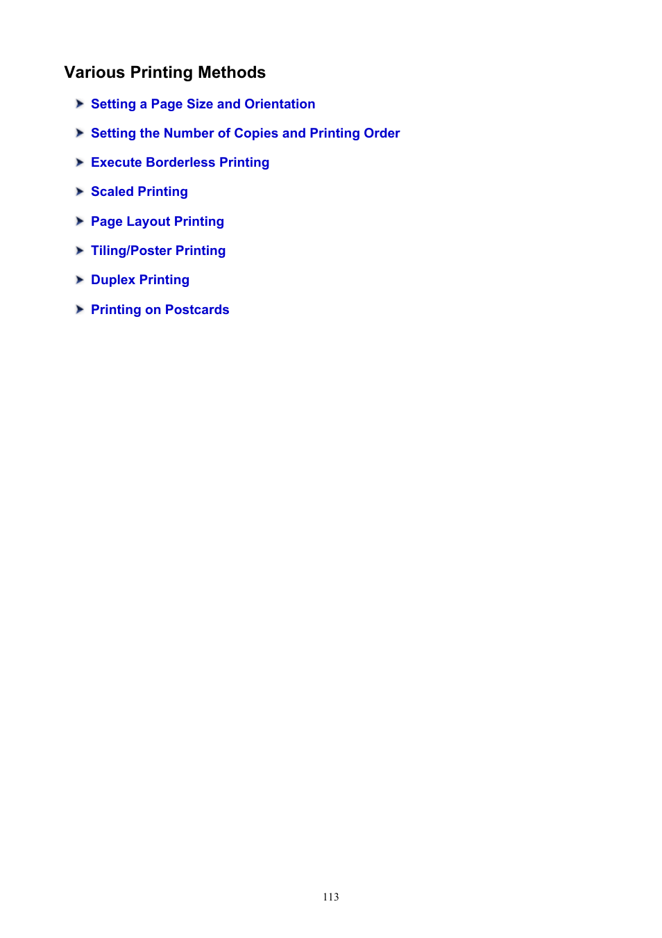 Various printing methods | Canon PIXMA TS202 Inkjet Printer User Manual | Page 113 / 245