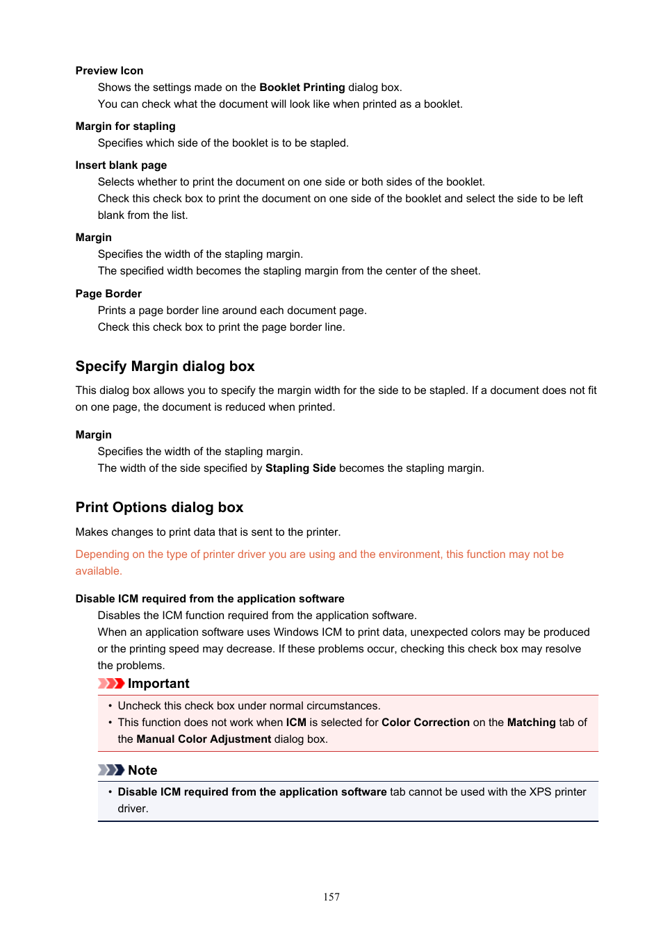 Opens the, Specify margin, Dialog box | Print options, Specify margin dialog box, Print options dialog box | Canon PIXMA TS202 Inkjet Printer User Manual | Page 157 / 245