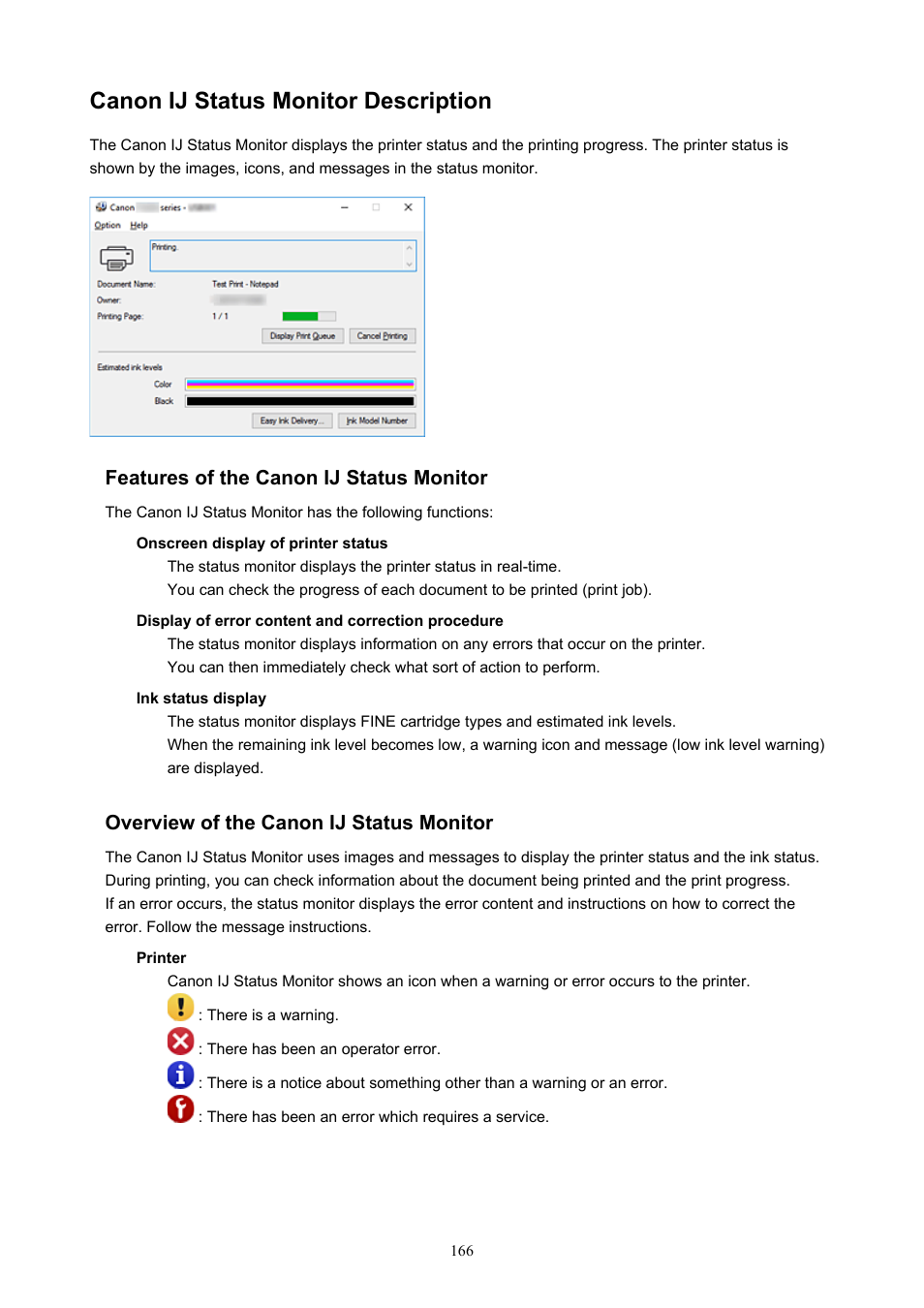 Canon ij status monitor description | Canon PIXMA TS202 Inkjet Printer User Manual | Page 166 / 245