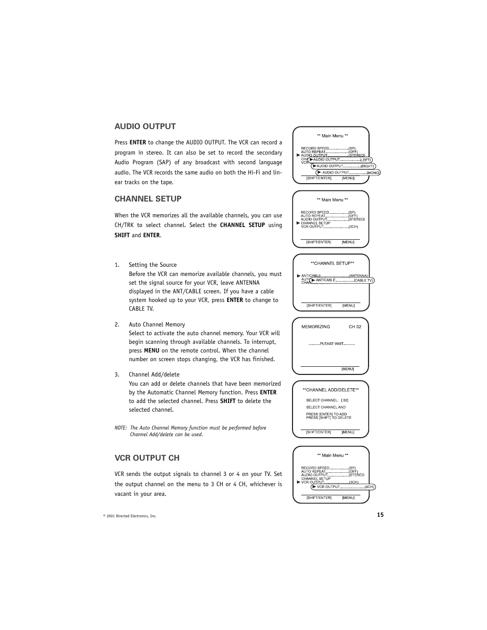 Directed Electronics Directed Video VC2050 User Manual | Page 15 / 18