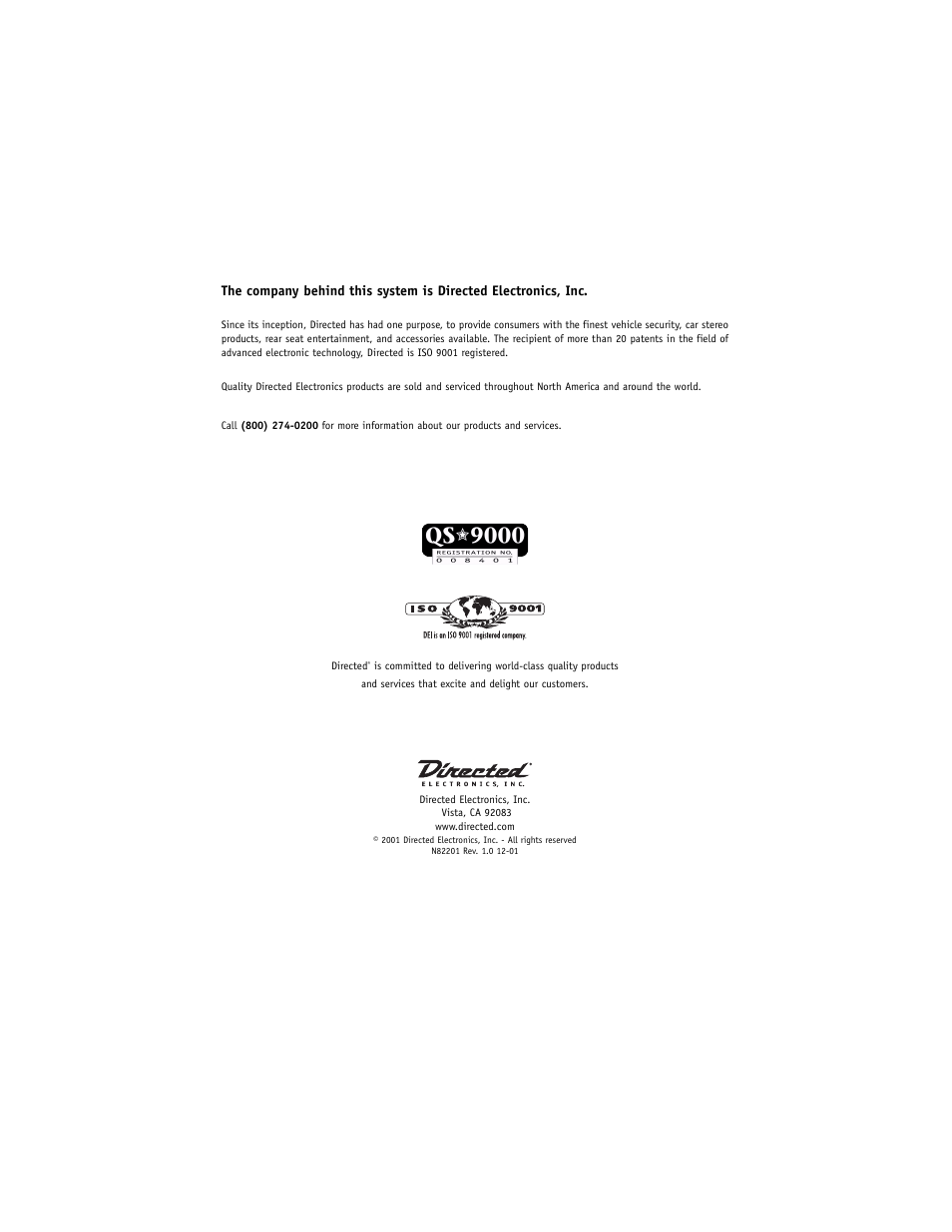 Directed Electronics Directed Video VC2050 User Manual | Page 18 / 18