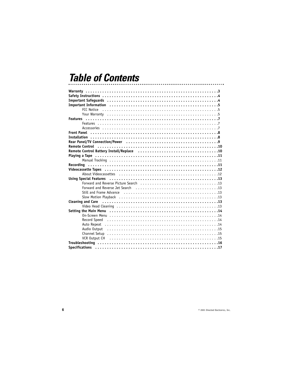 Directed Electronics Directed Video VC2050 User Manual | Page 6 / 18