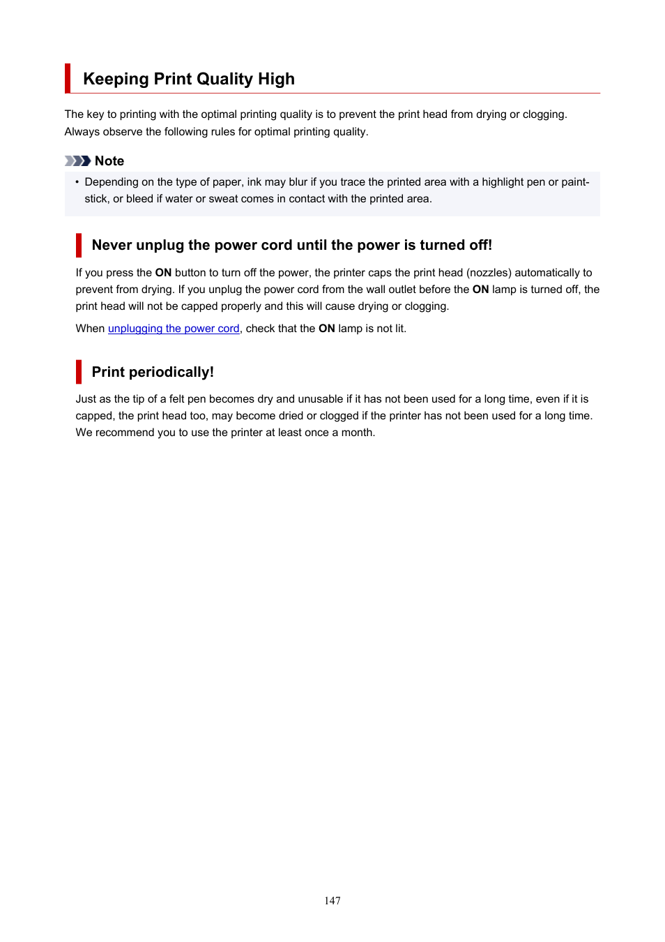 Keeping print quality high | Canon PIXMA G5020 Wireless MegaTank Printer User Manual | Page 147 / 422