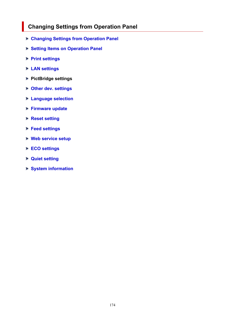 Changing settings from operation panel | Canon PIXMA G5020 Wireless MegaTank Printer User Manual | Page 174 / 422