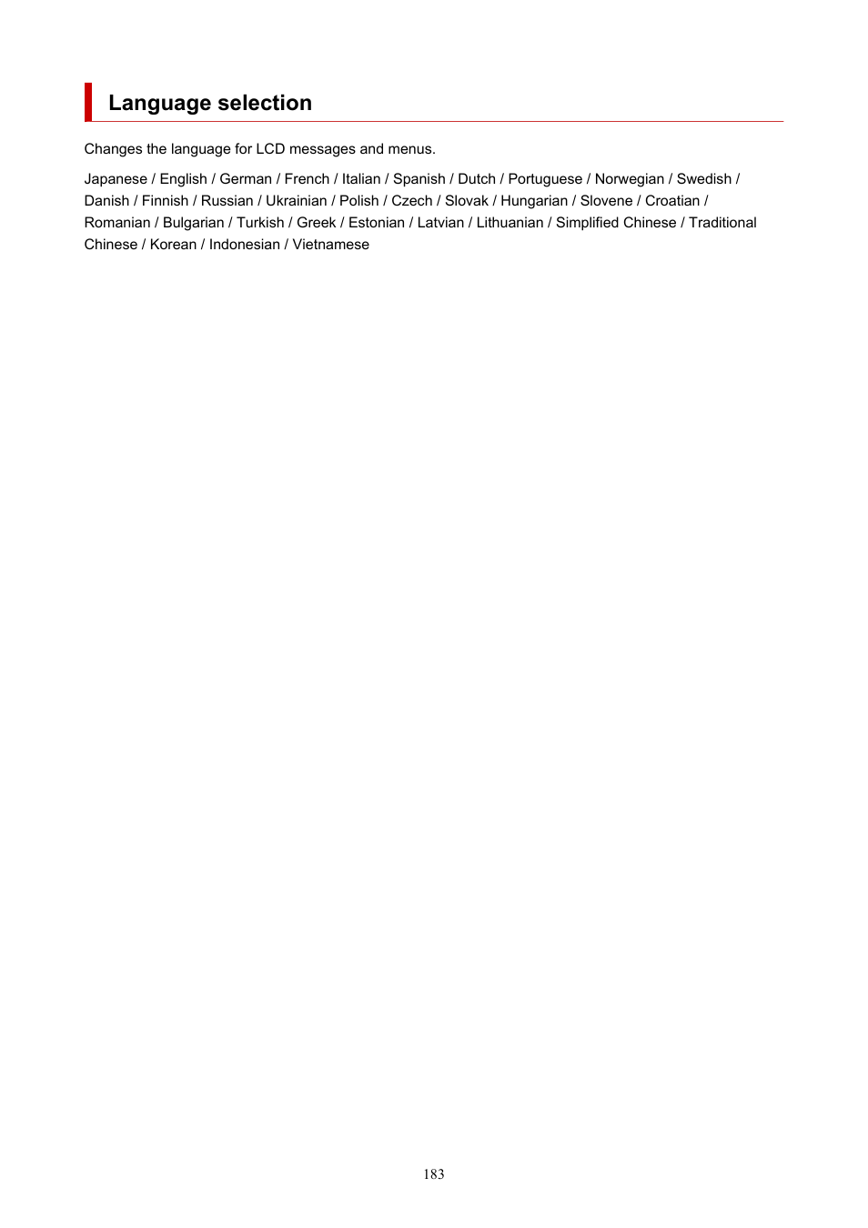 Language selection | Canon PIXMA G5020 Wireless MegaTank Printer User Manual | Page 183 / 422