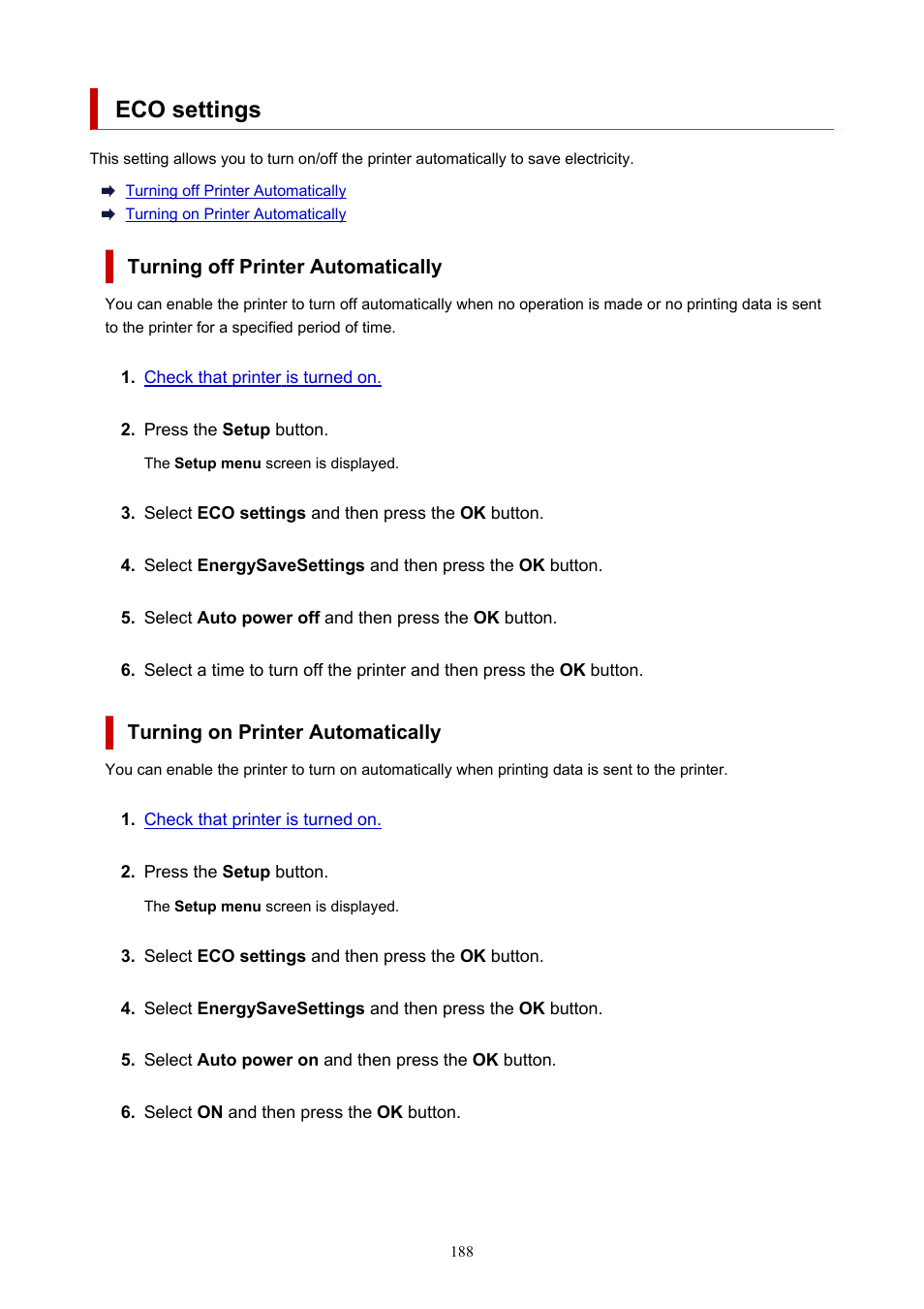 Eco settings | Canon PIXMA G5020 Wireless MegaTank Printer User Manual | Page 188 / 422