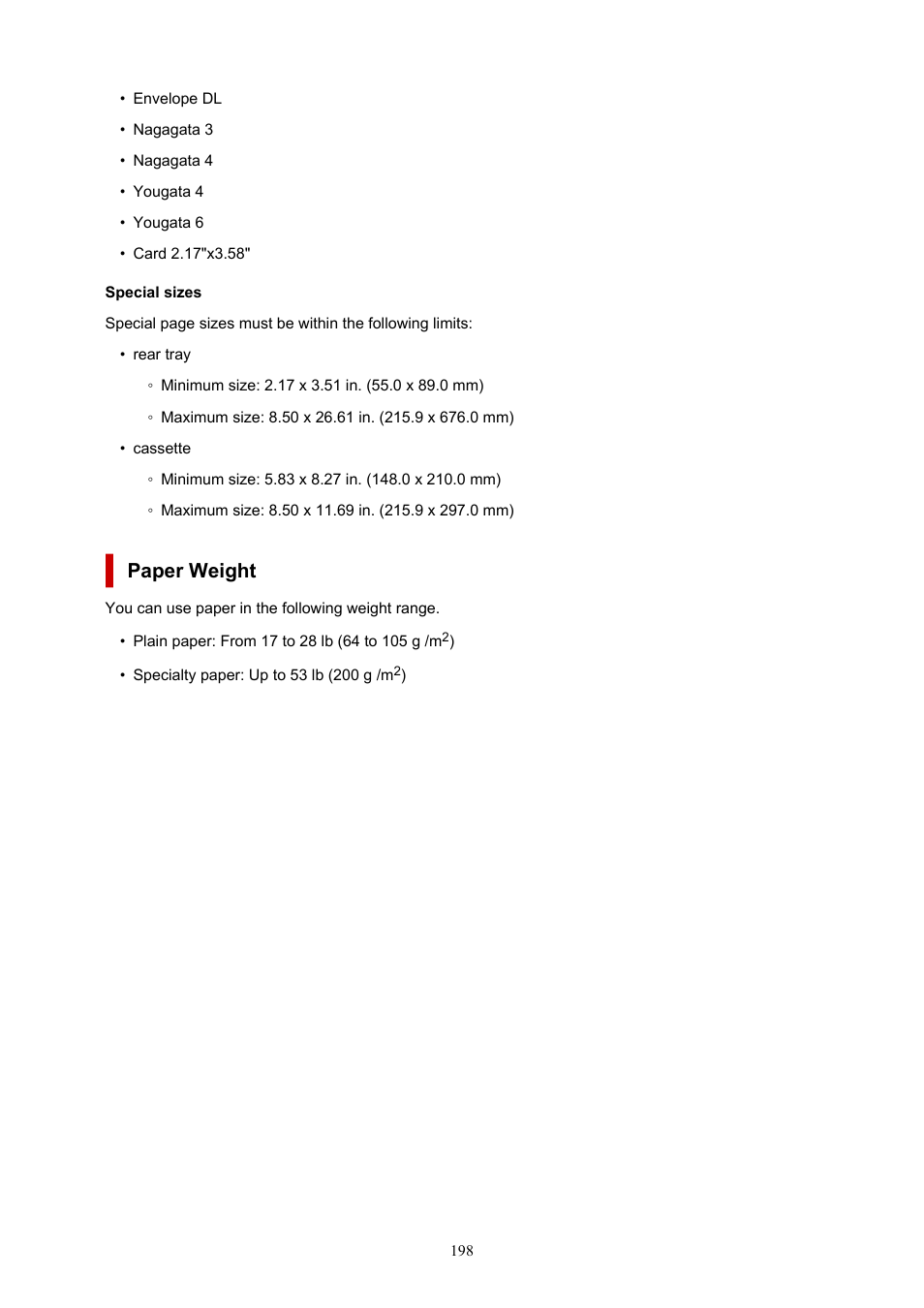 Paper weight | Canon PIXMA G5020 Wireless MegaTank Printer User Manual | Page 198 / 422