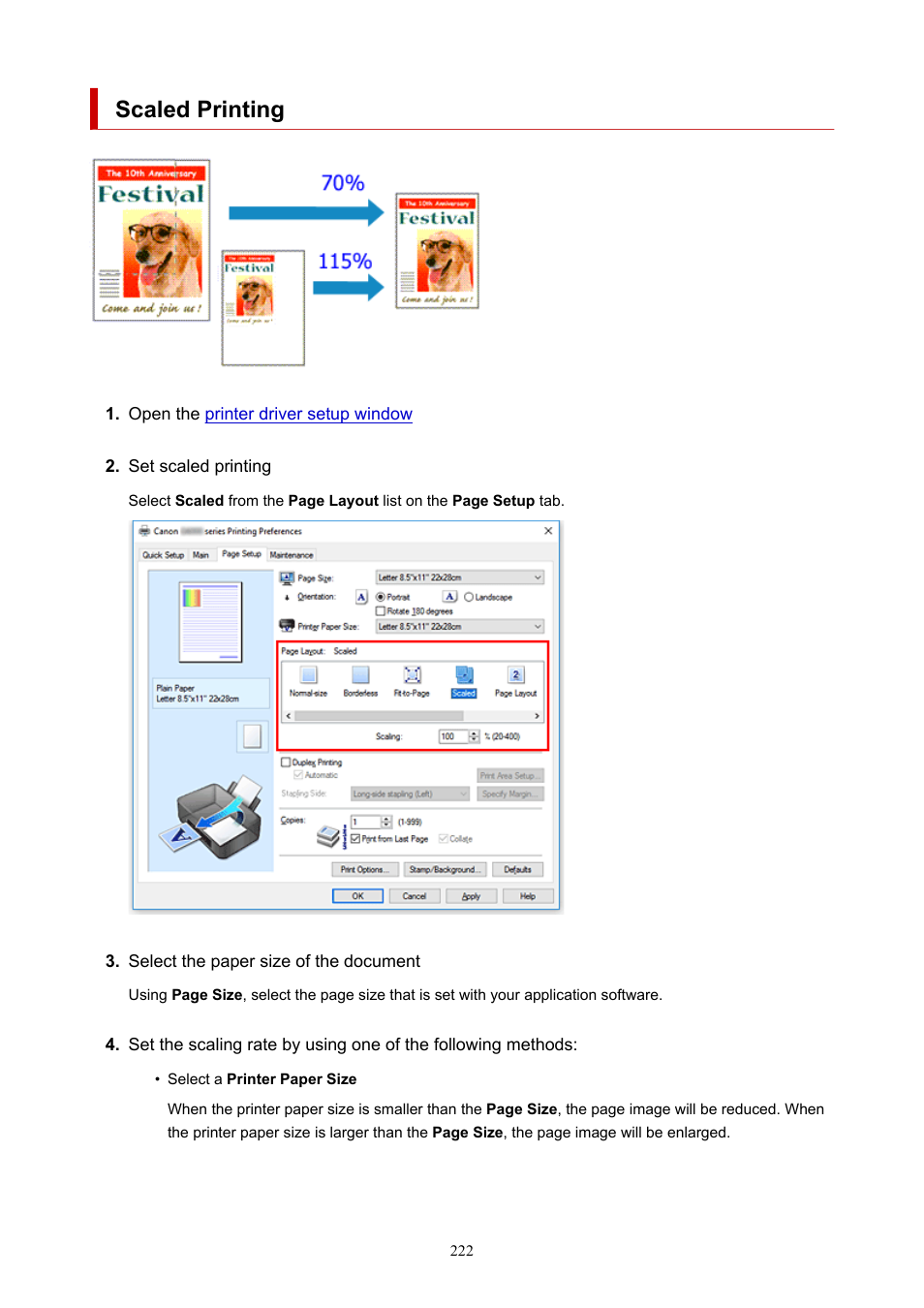 Scaled printing | Canon PIXMA G5020 Wireless MegaTank Printer User Manual | Page 222 / 422