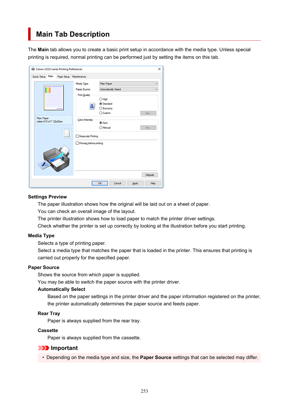 Main tab description | Canon PIXMA G5020 Wireless MegaTank Printer User Manual | Page 253 / 422