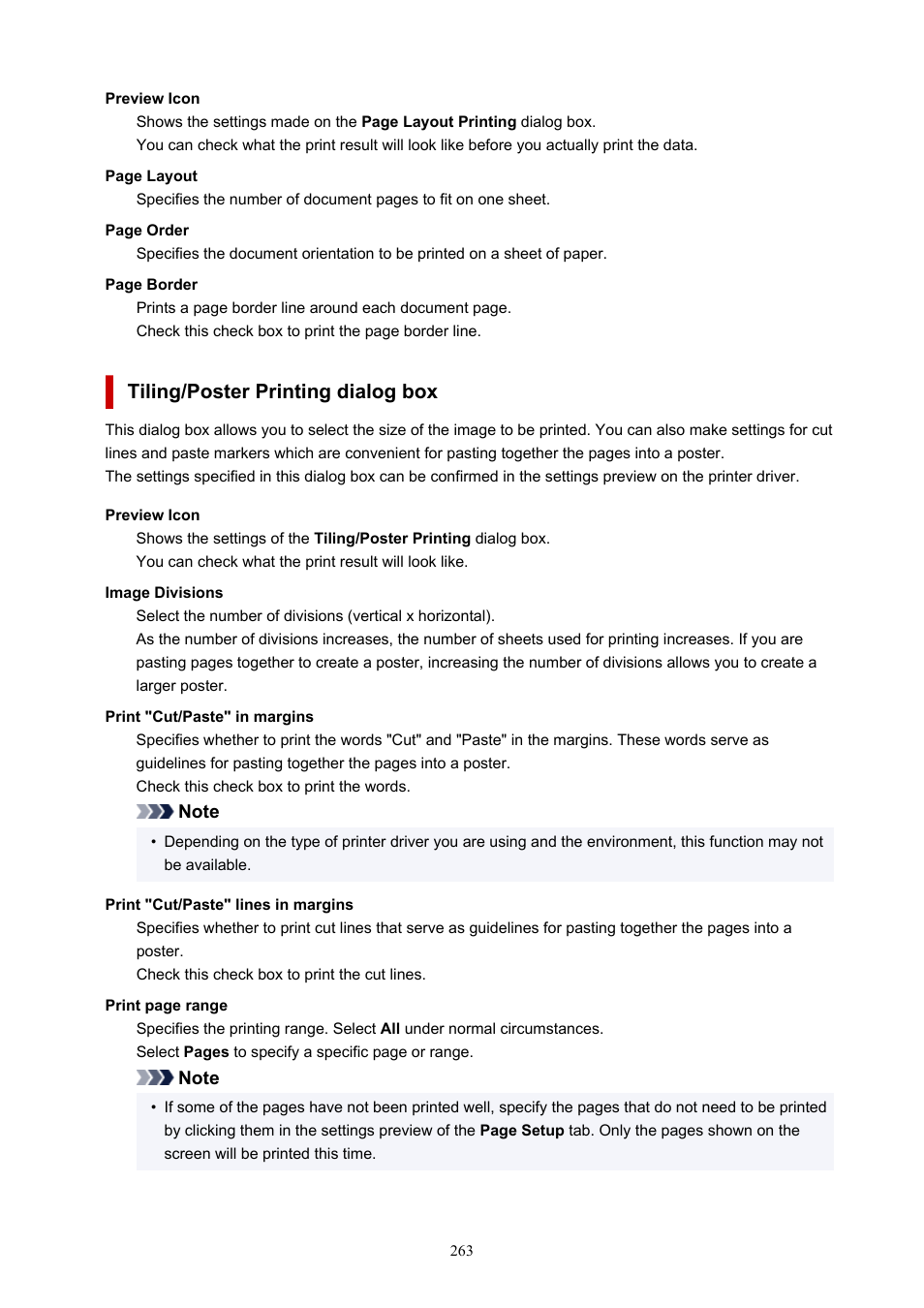 Opens the, Tiling/poster printing, Dialog box | Tiling/poster printing dialog box | Canon PIXMA G5020 Wireless MegaTank Printer User Manual | Page 263 / 422