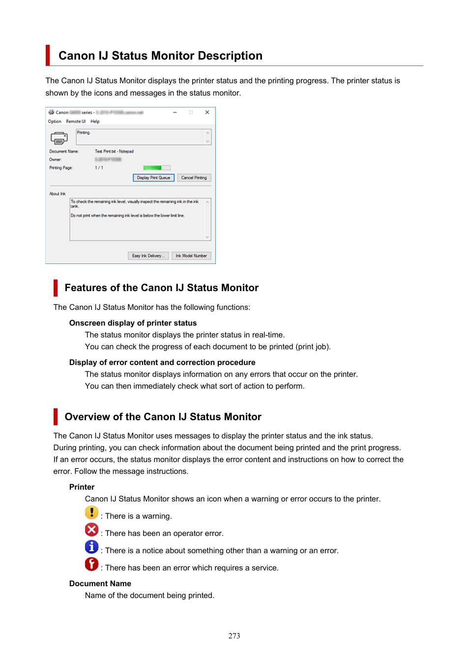 Canon ij status monitor description | Canon PIXMA G5020 Wireless MegaTank Printer User Manual | Page 273 / 422