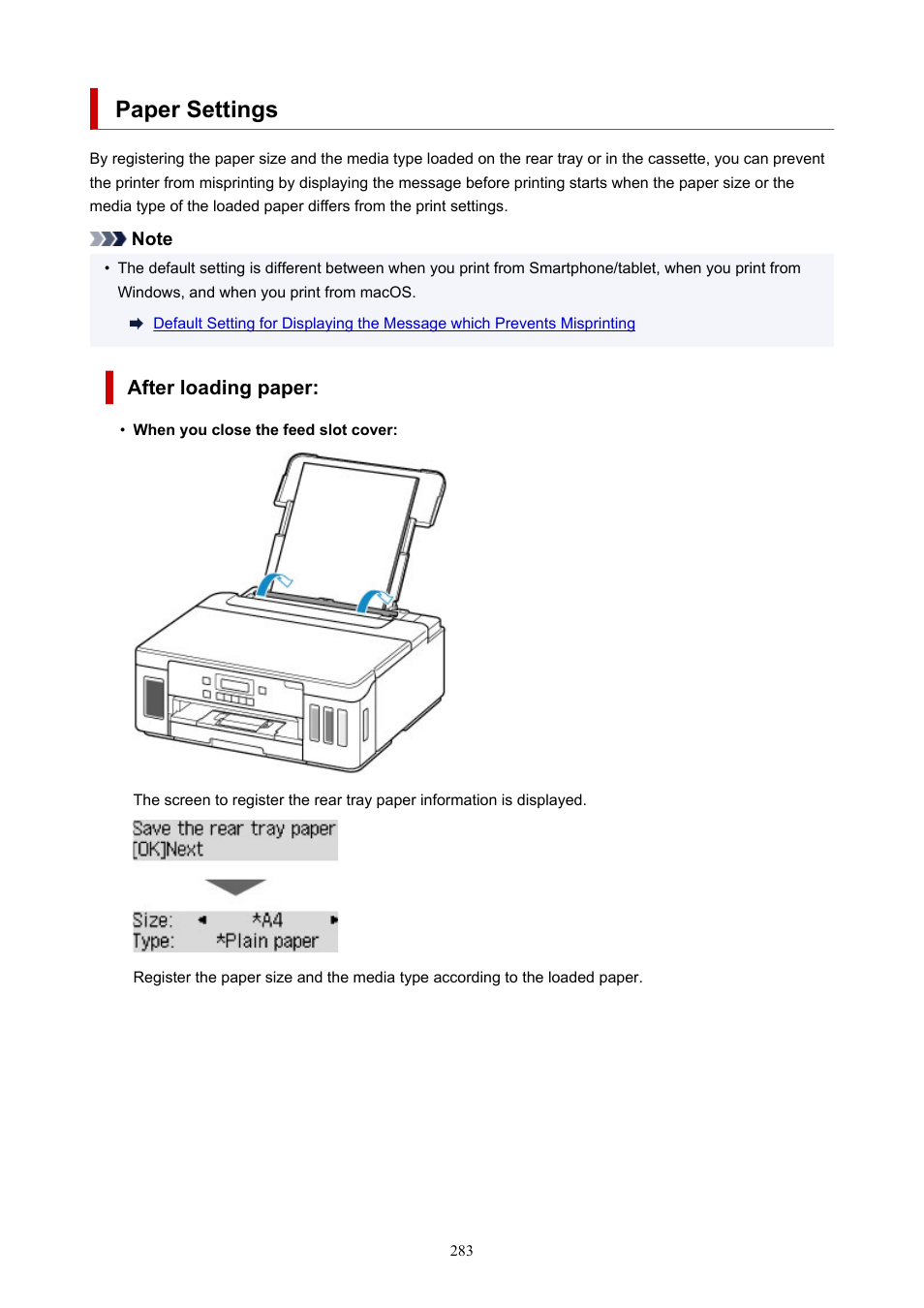Paper settings | Canon PIXMA G5020 Wireless MegaTank Printer User Manual | Page 283 / 422