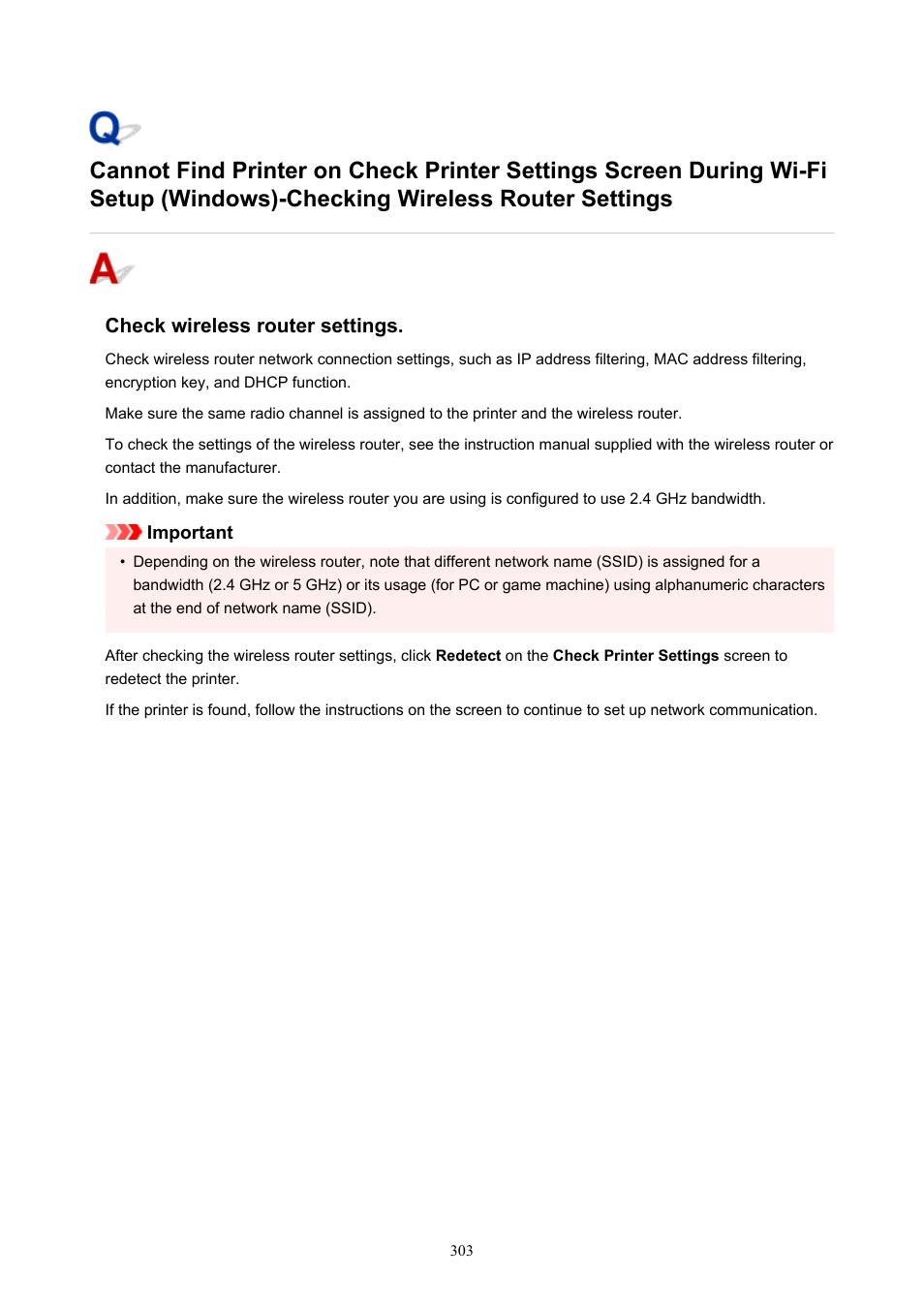 Wireless router settings | Canon PIXMA G5020 Wireless MegaTank Printer User Manual | Page 303 / 422