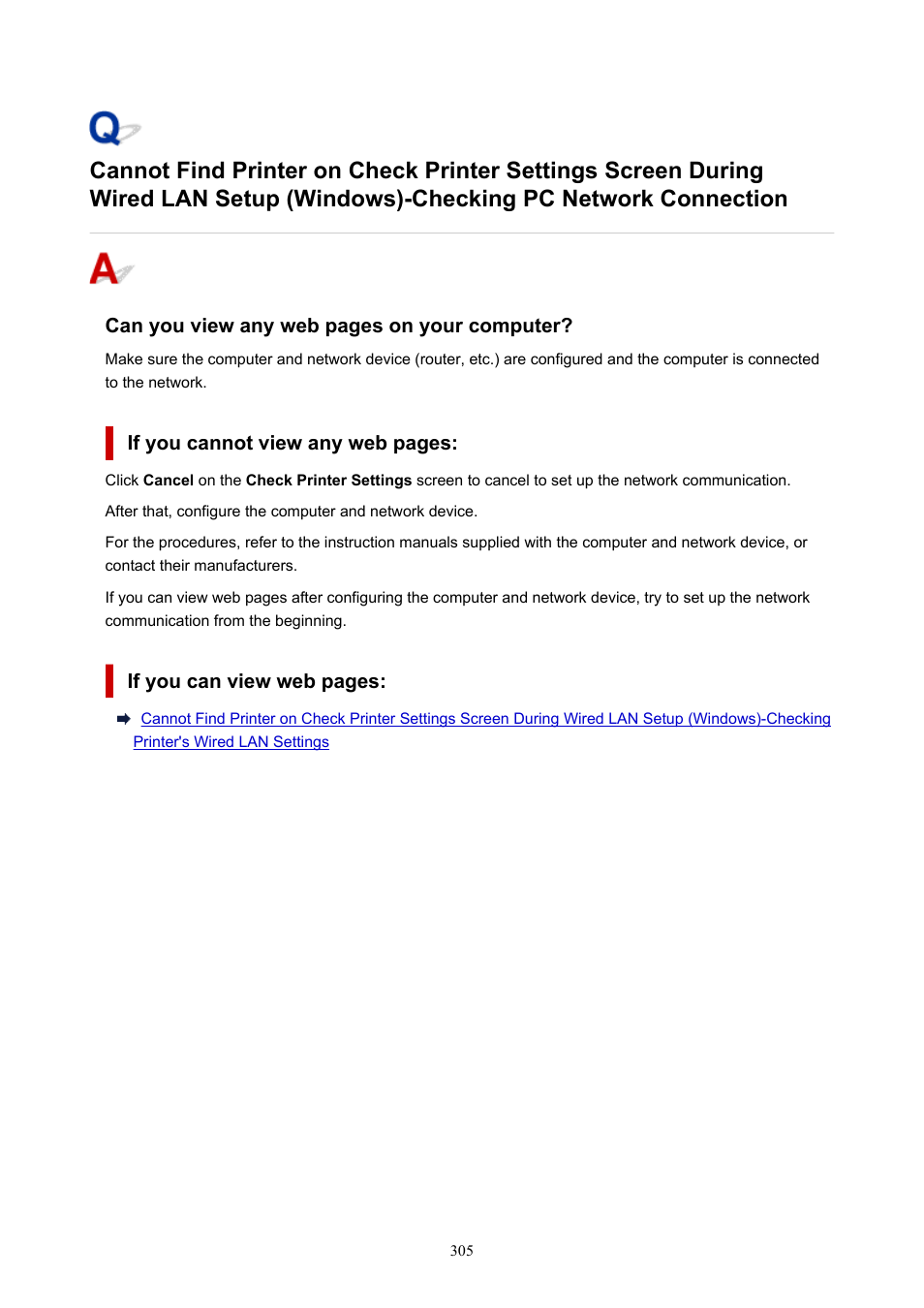 Checking pc network connection | Canon PIXMA G5020 Wireless MegaTank Printer User Manual | Page 305 / 422