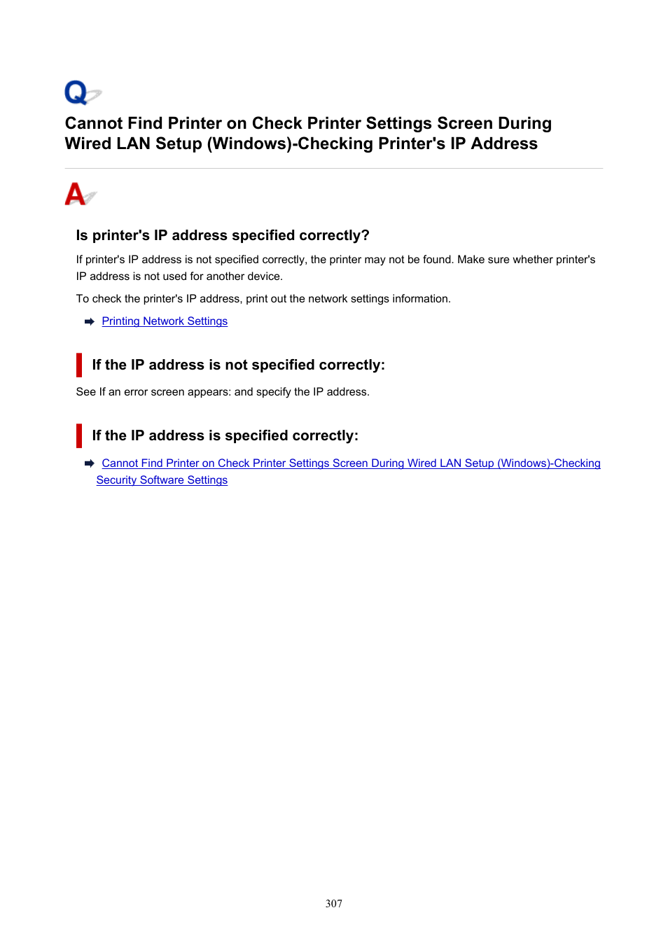 Checking printer's ip address | Canon PIXMA G5020 Wireless MegaTank Printer User Manual | Page 307 / 422