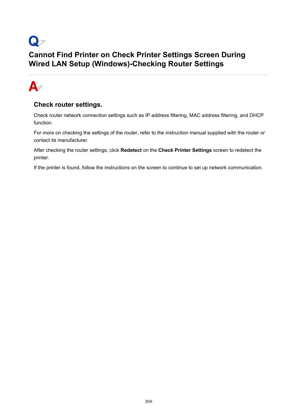 Checking router settings | Canon PIXMA G5020 Wireless MegaTank Printer User Manual | Page 309 / 422