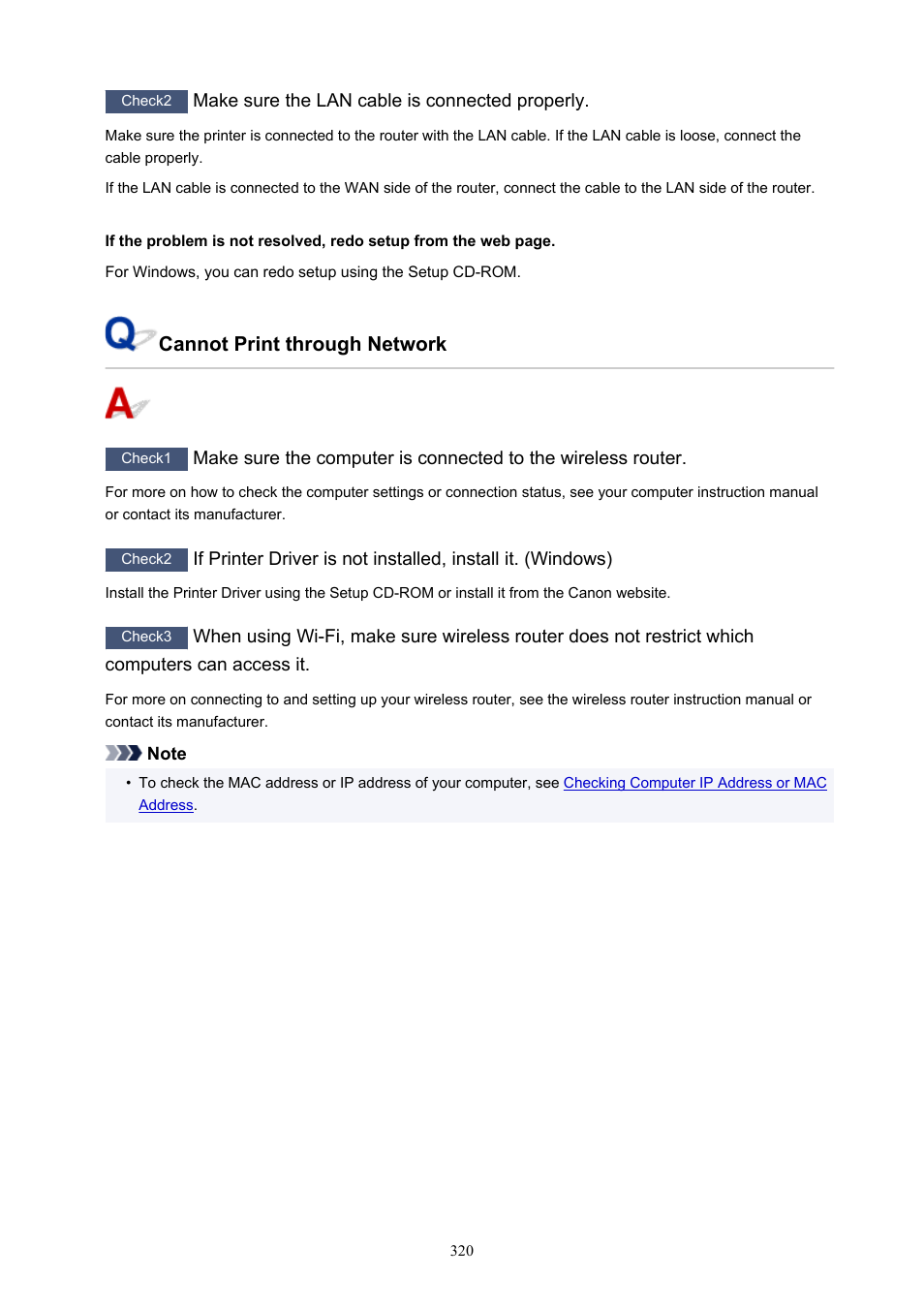 Cannot print through network | Canon PIXMA G5020 Wireless MegaTank Printer User Manual | Page 320 / 422