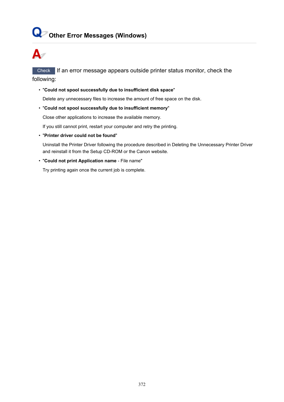 Other error messages (windows) | Canon PIXMA G5020 Wireless MegaTank Printer User Manual | Page 372 / 422