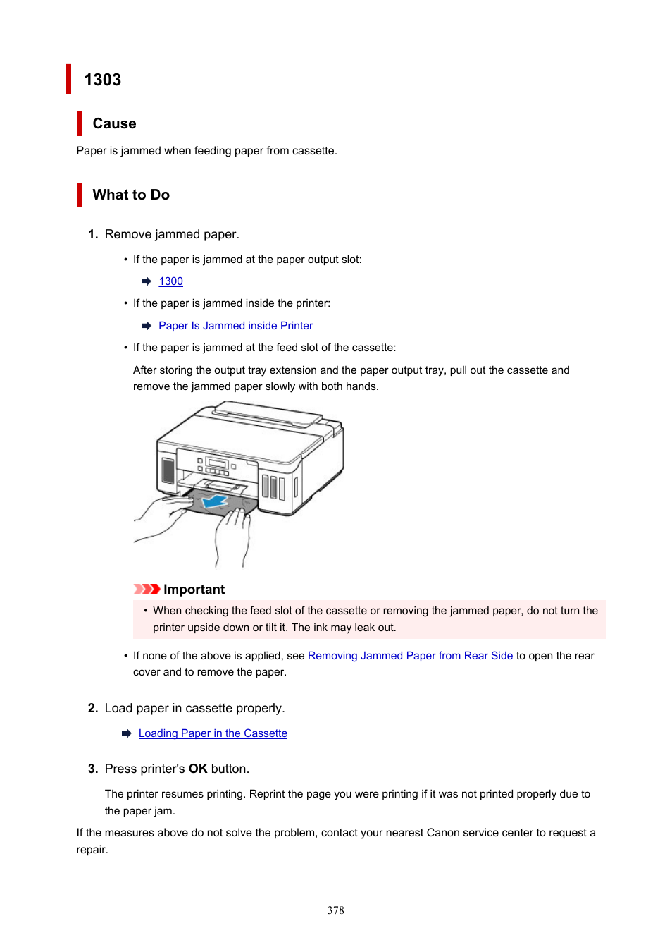 Cause, What to do | Canon PIXMA G5020 Wireless MegaTank Printer User Manual | Page 378 / 422