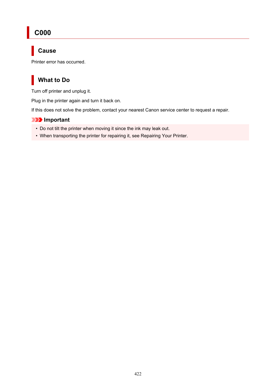 C000 | Canon PIXMA G5020 Wireless MegaTank Printer User Manual | Page 422 / 422