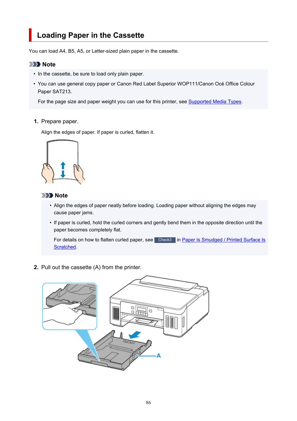 Loading paper in the cassette | Canon PIXMA G5020 Wireless MegaTank Printer User Manual | Page 86 / 422