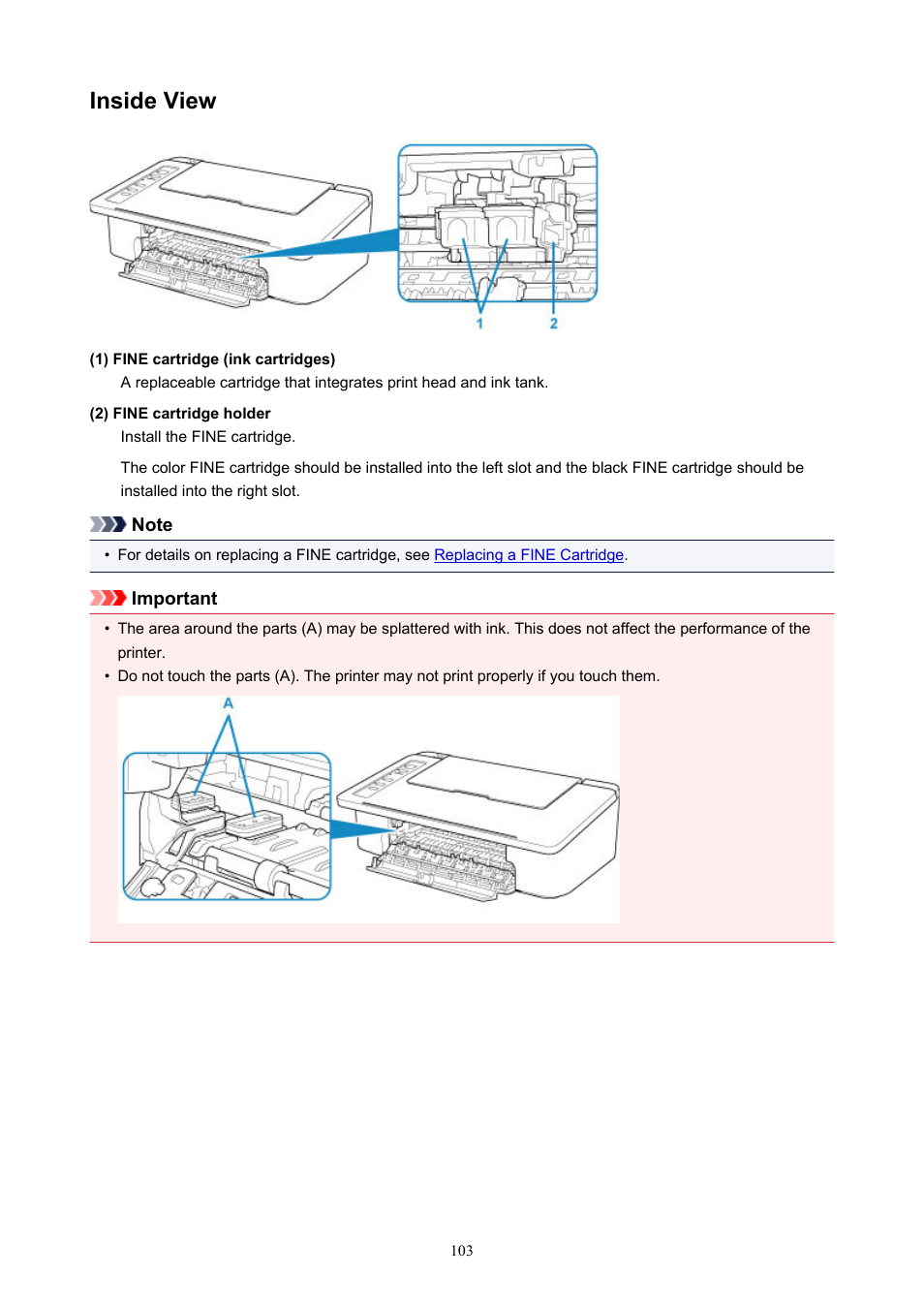 Inside view | Canon PIXMA TS302 Wireless Inkjet Printer User Manual | Page 103 / 286