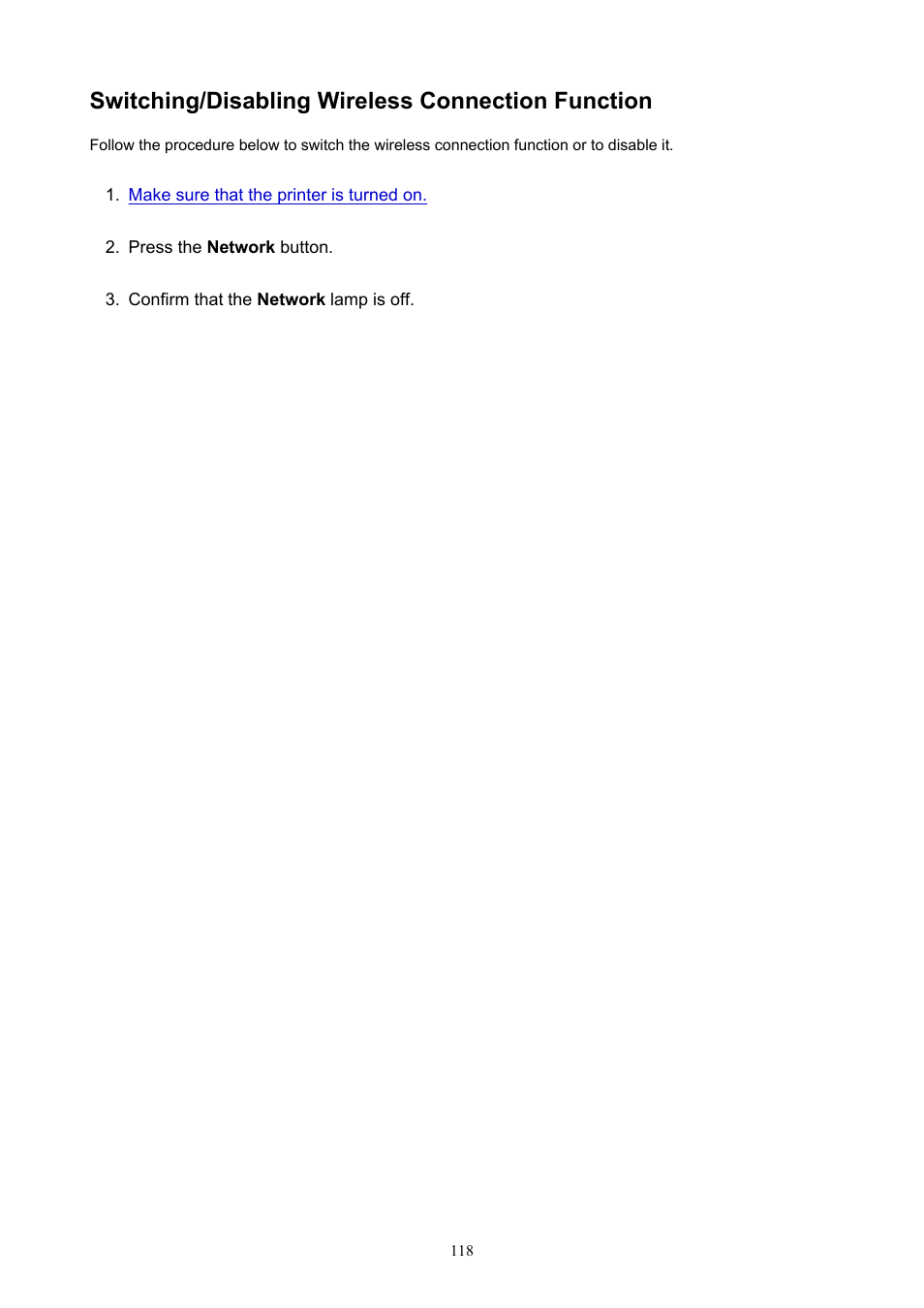 Switching/disabling wireless connection function | Canon PIXMA TS302 Wireless Inkjet Printer User Manual | Page 118 / 286