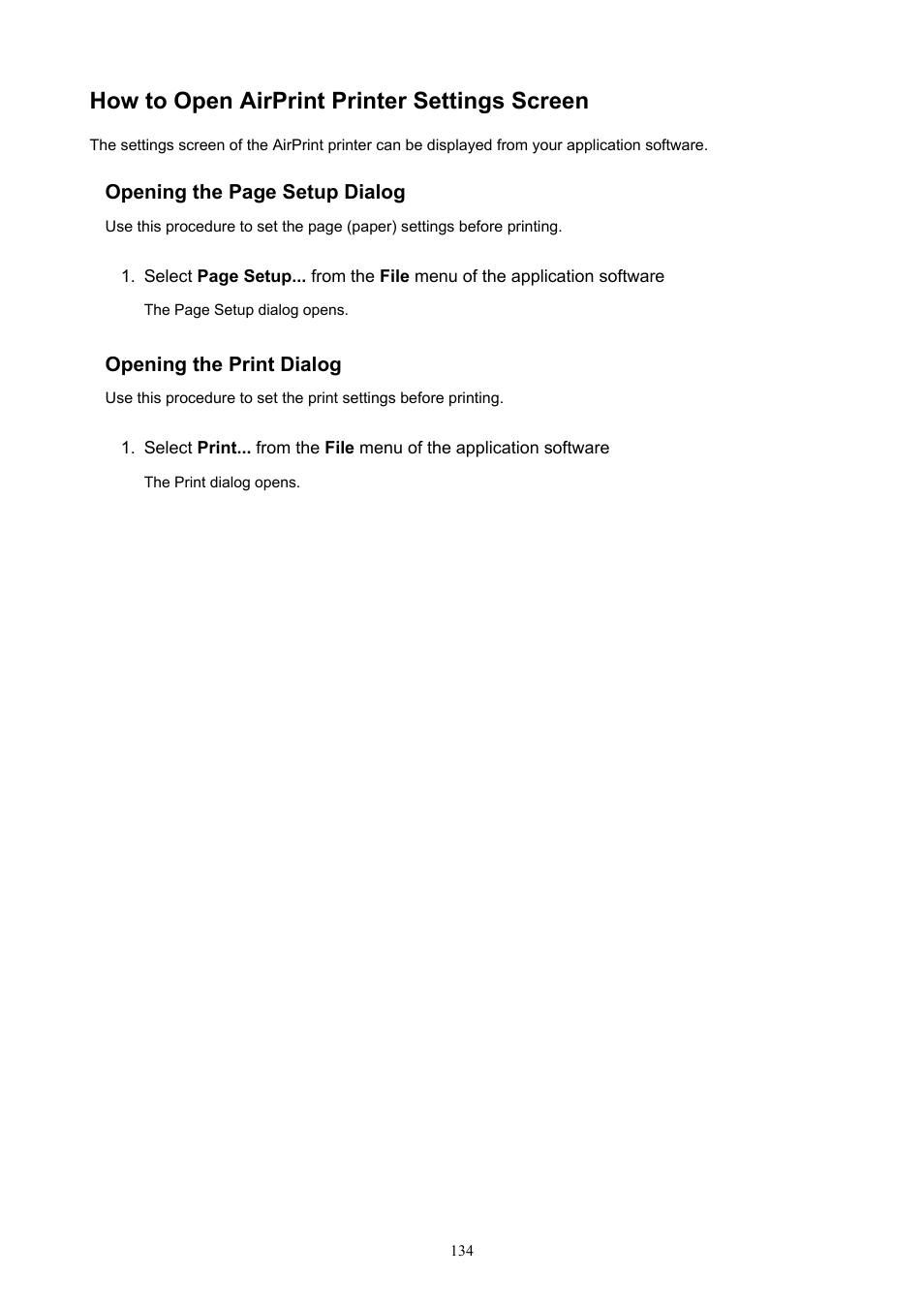 How to open airprint printer settings screen | Canon PIXMA TS302 Wireless Inkjet Printer User Manual | Page 134 / 286