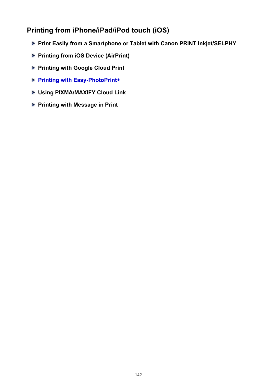 Printing from iphone/ipad/ipod touch (ios) | Canon PIXMA TS302 Wireless Inkjet Printer User Manual | Page 142 / 286