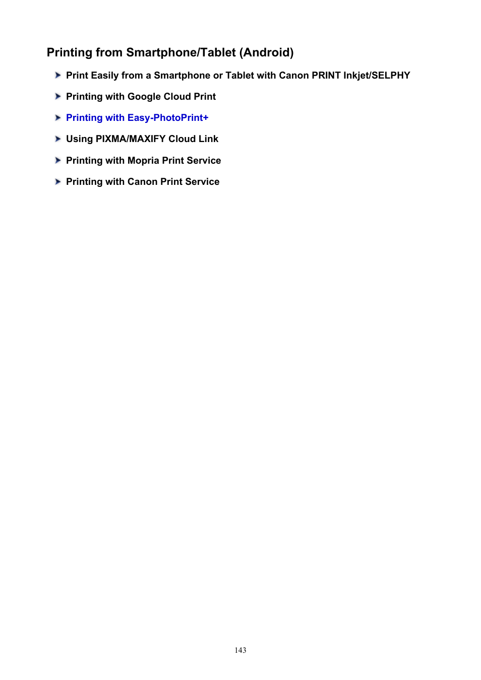 Printing from smartphone/tablet (android) | Canon PIXMA TS302 Wireless Inkjet Printer User Manual | Page 143 / 286
