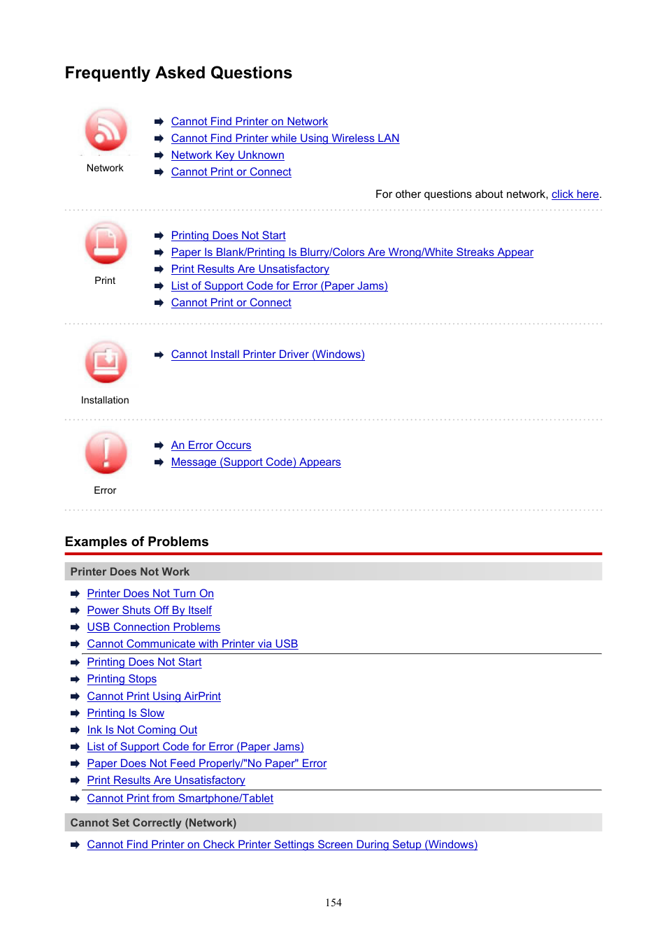 Frequently asked questions | Canon PIXMA TS302 Wireless Inkjet Printer User Manual | Page 154 / 286