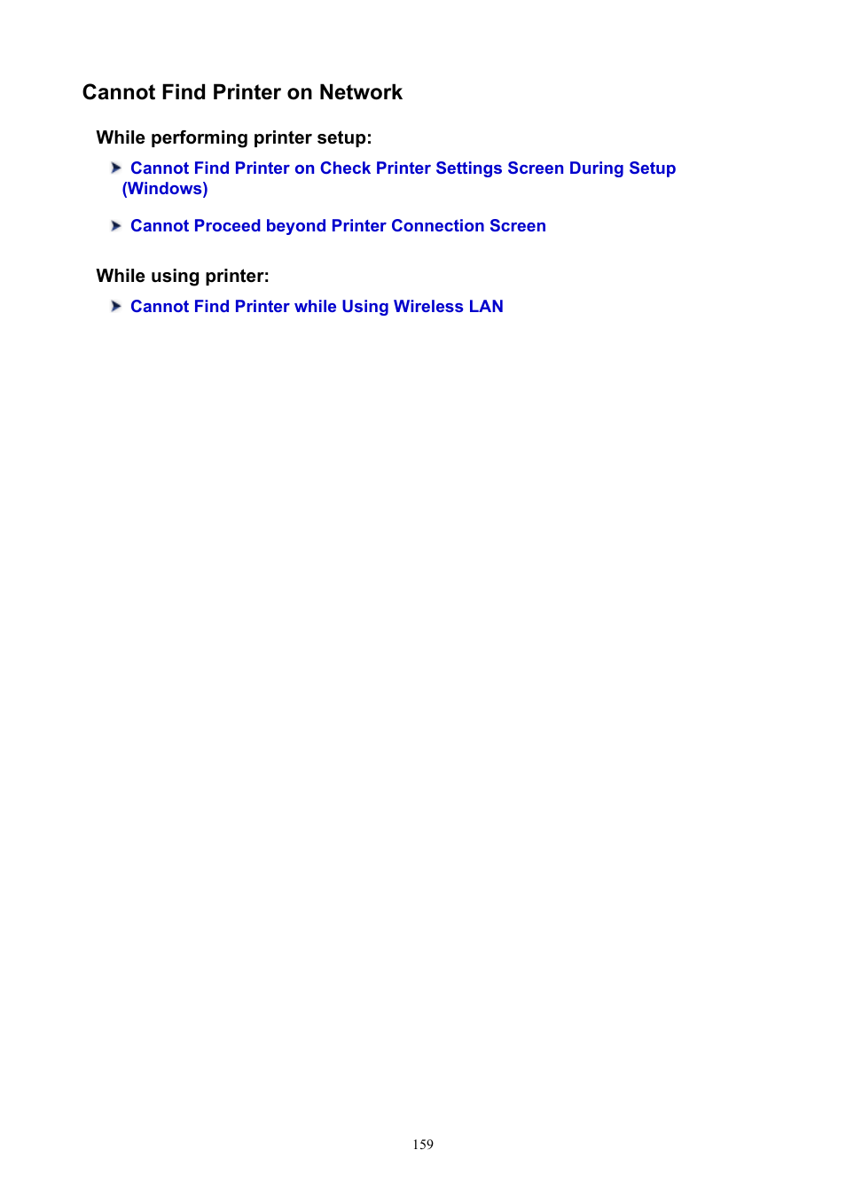 Cannot find printer on network | Canon PIXMA TS302 Wireless Inkjet Printer User Manual | Page 159 / 286