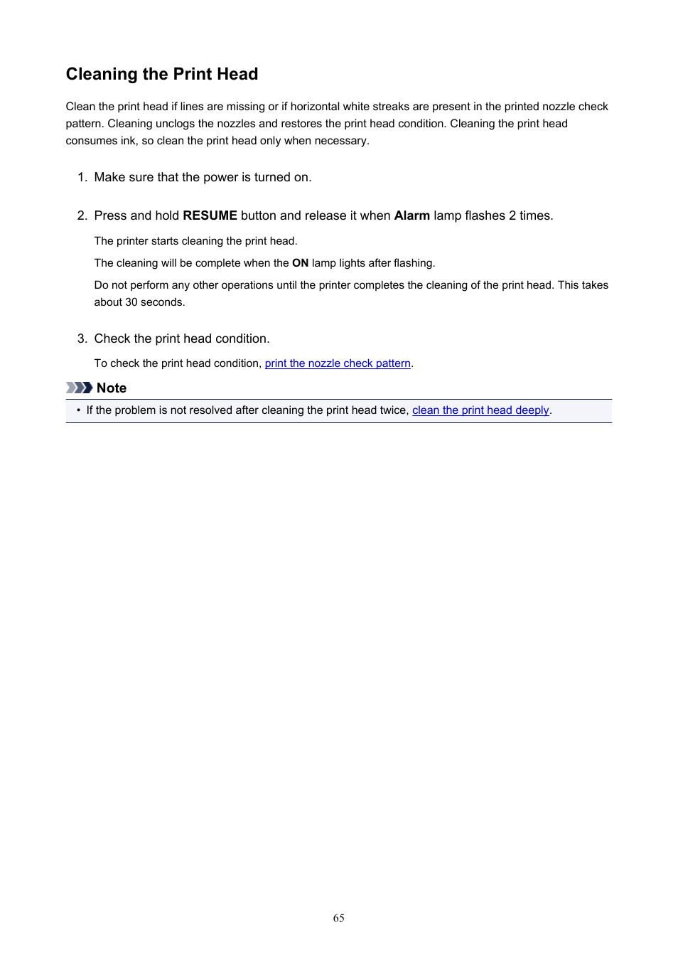 Cleaning the print head | Canon PIXMA TS302 Wireless Inkjet Printer User Manual | Page 65 / 286
