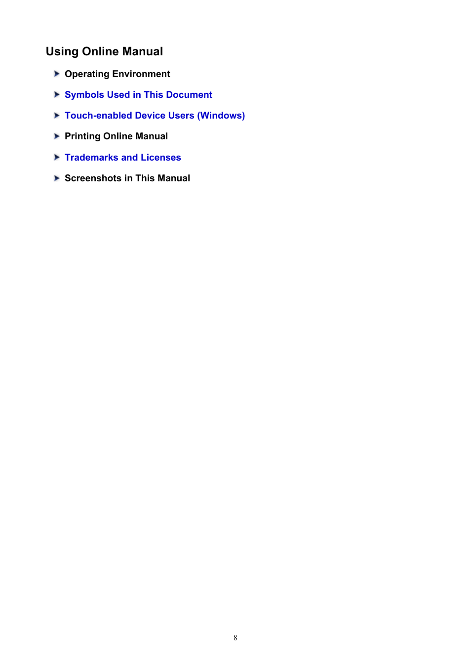 Using online manual | Canon PIXMA TS302 Wireless Inkjet Printer User Manual | Page 8 / 286