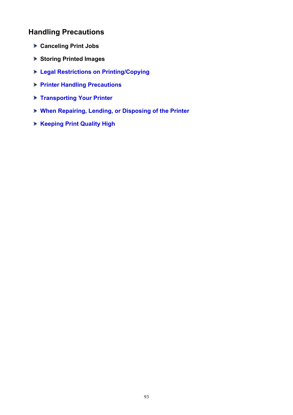 Handling precautions | Canon PIXMA TS302 Wireless Inkjet Printer User Manual | Page 93 / 286