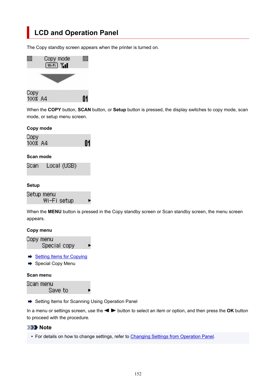 Lcd and operation panel | Canon PIXMA G620 Printer User Manual | Page 152 / 337