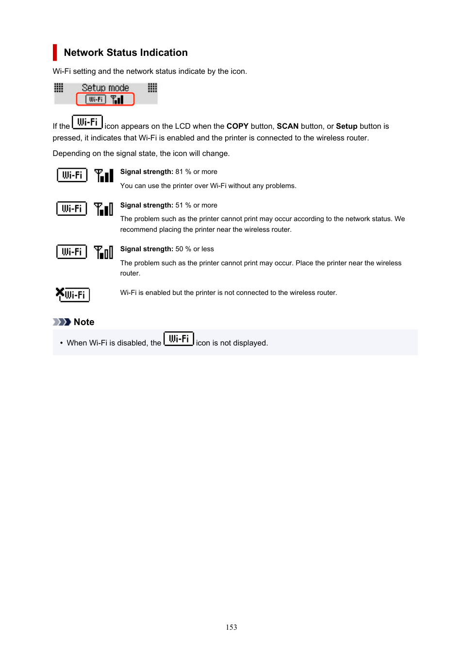 Network status indication | Canon PIXMA G620 Printer User Manual | Page 153 / 337