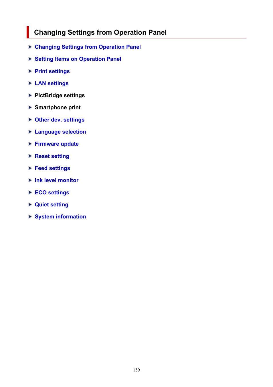 Changing settings from operation panel | Canon PIXMA G620 Printer User Manual | Page 159 / 337