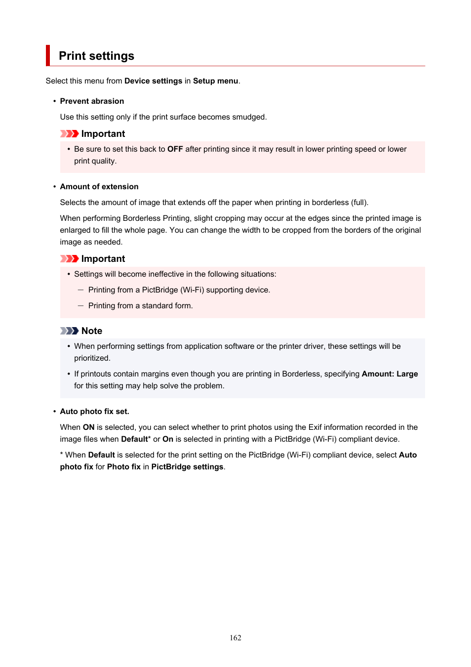 Print settings | Canon PIXMA G620 Printer User Manual | Page 162 / 337