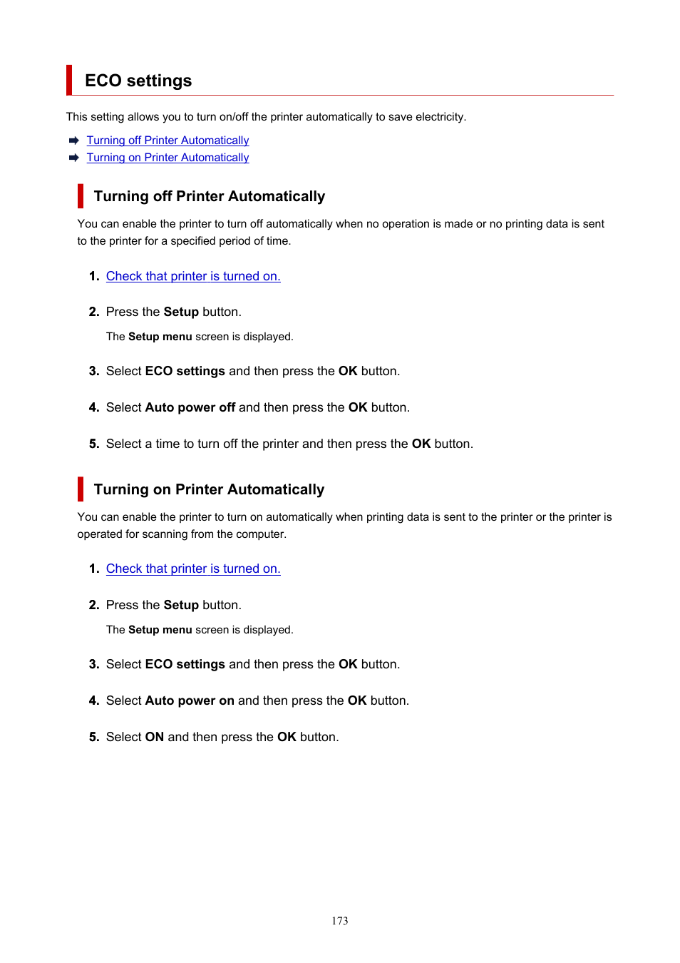 Eco settings | Canon PIXMA G620 Printer User Manual | Page 173 / 337