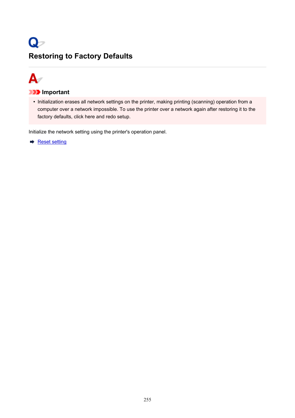 Restoring to factory defaults | Canon PIXMA G620 Printer User Manual | Page 255 / 337
