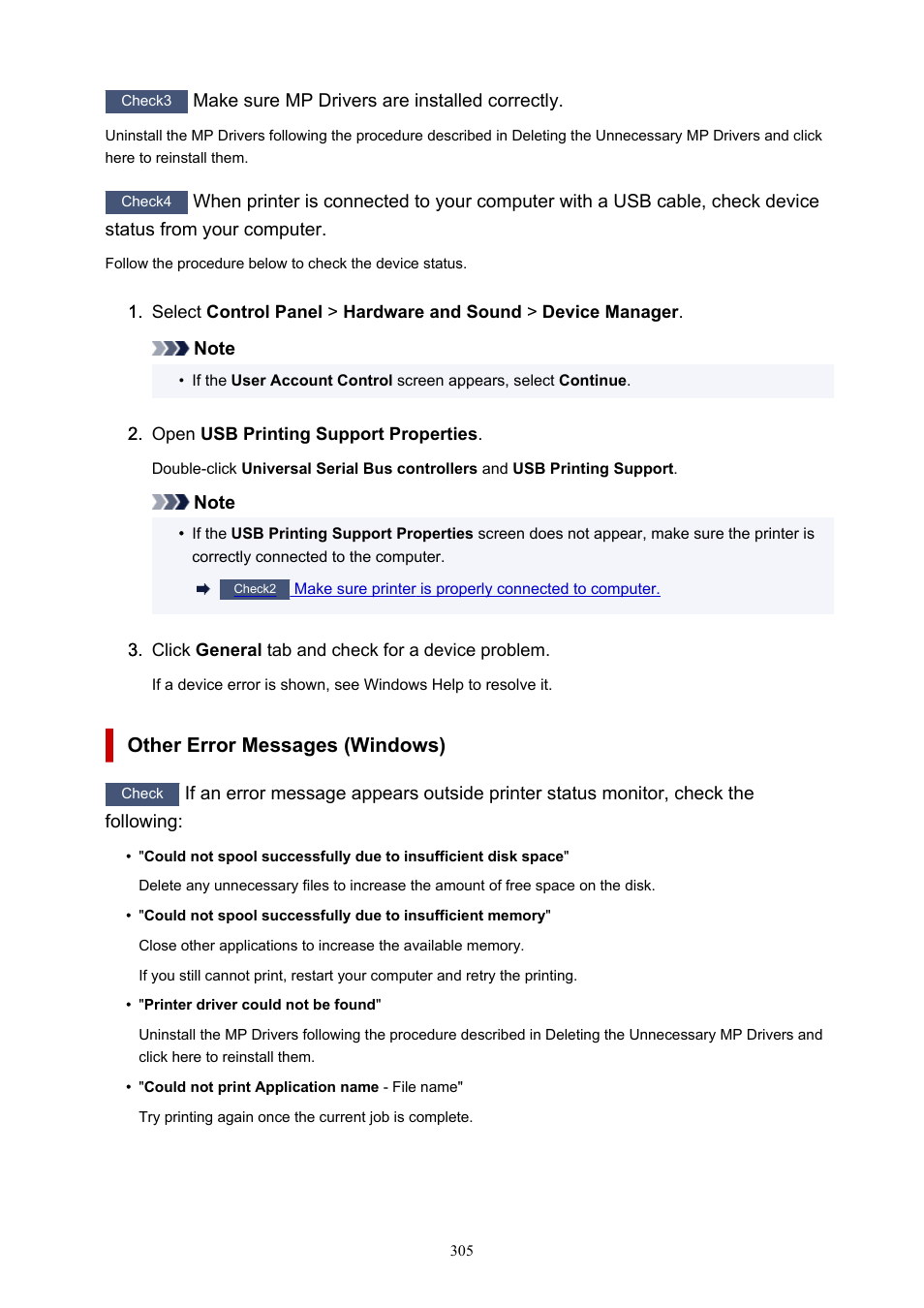Other error messages (windows) | Canon PIXMA G620 Printer User Manual | Page 305 / 337