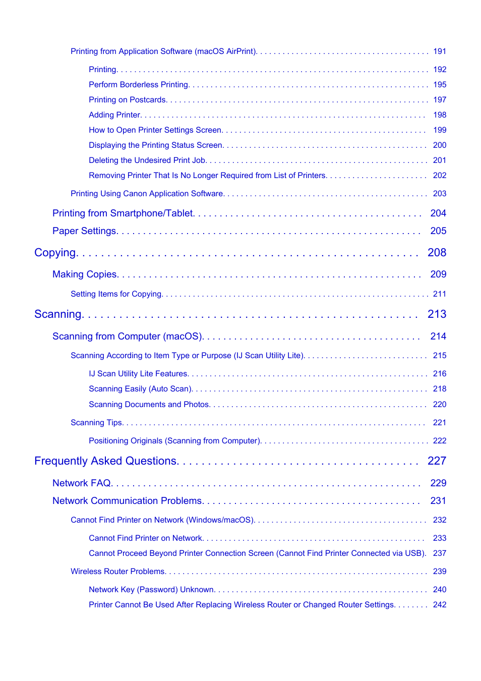 Copying, Scanning, Frequently asked questions | Canon PIXMA G620 Printer User Manual | Page 5 / 337