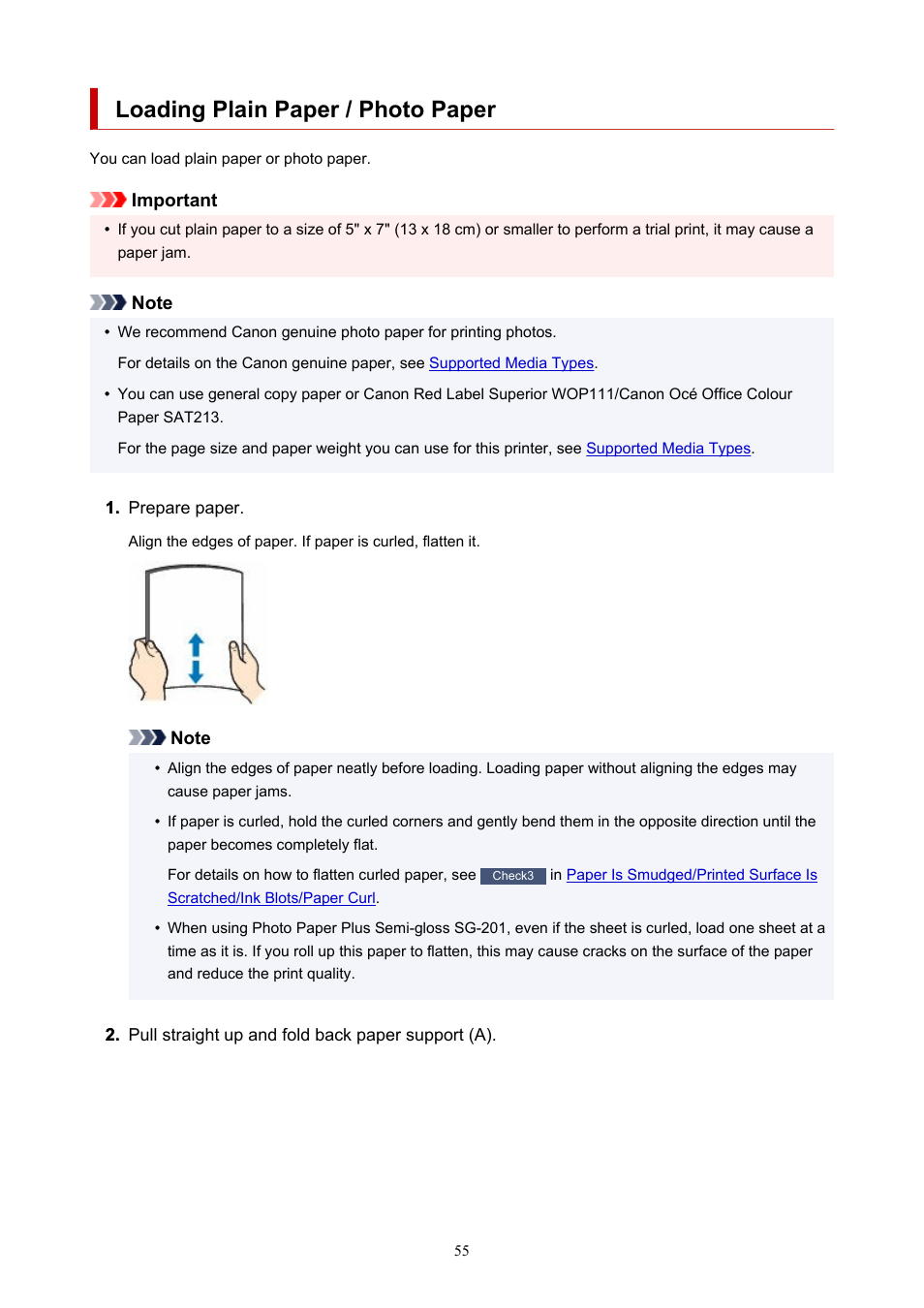 Loading plain paper / photo paper | Canon PIXMA G620 Printer User Manual | Page 55 / 337