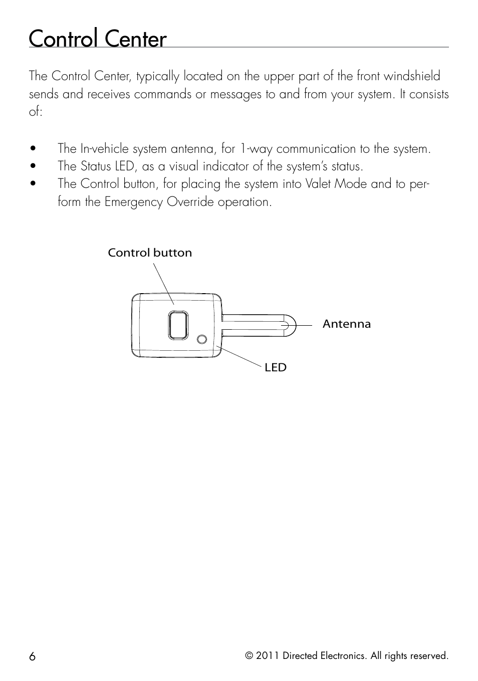 Control center | Directed Electronics 1401 User Manual | Page 14 / 44