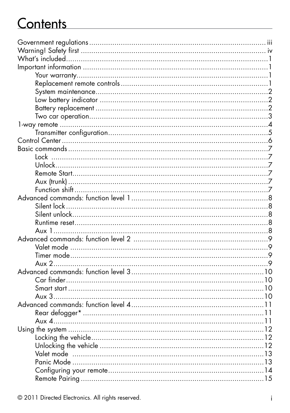 Directed Electronics 1401 User Manual | Page 3 / 44