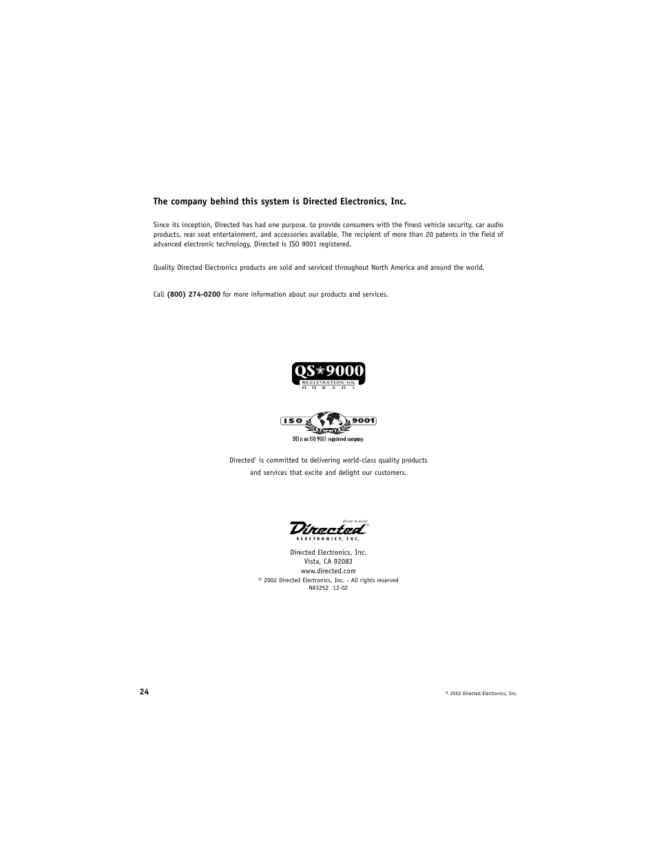 Directed Electronics DV2005 User Manual | Page 24 / 24